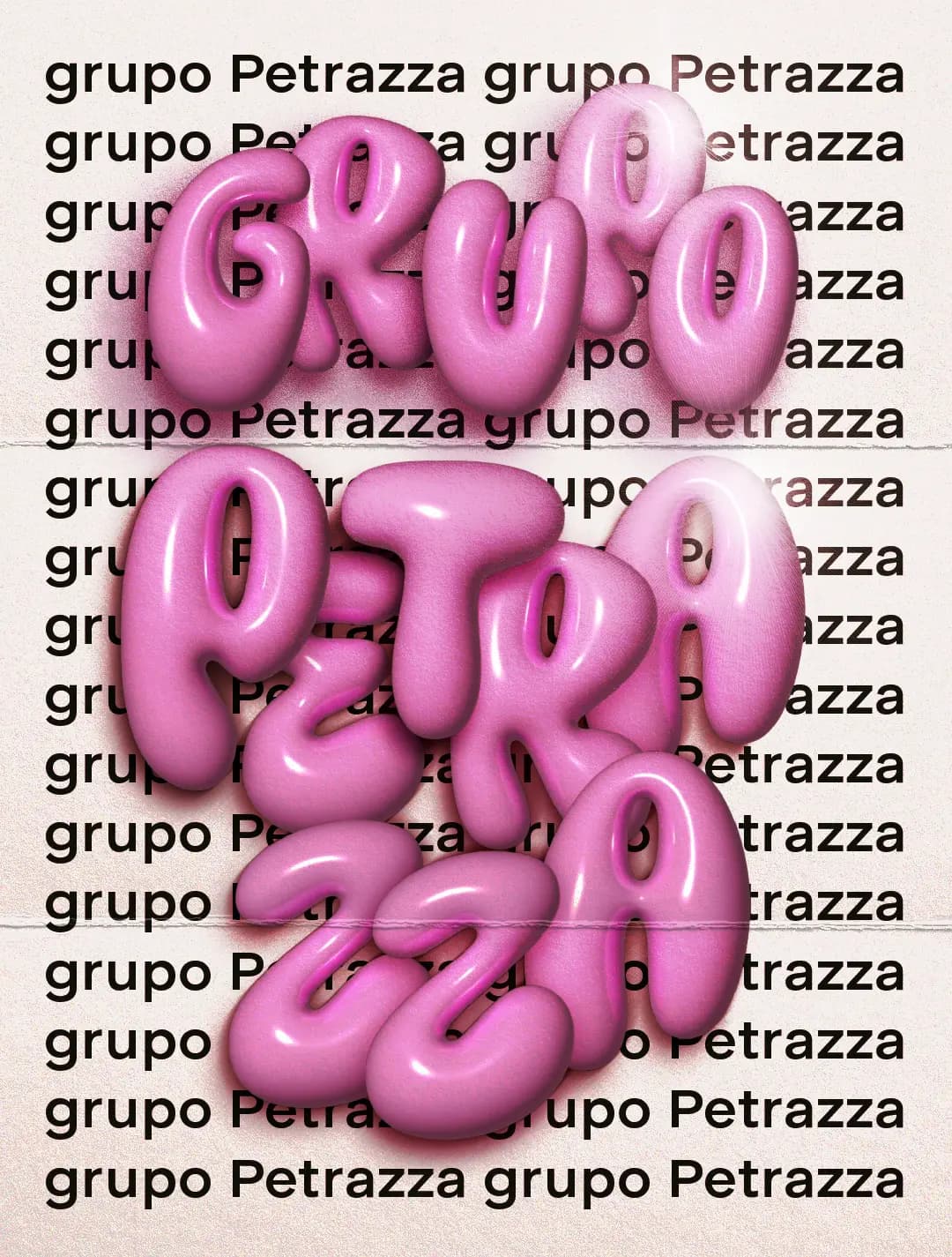 Aplicação tipográfica volumétrica da marca Petrazza